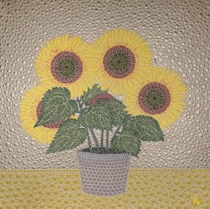 Sunflowers print, 20x20cm